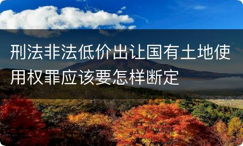 刑法非法低价出让国有土地使用权罪应该要怎样断定