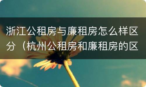 浙江公租房与廉租房怎么样区分（杭州公租房和廉租房的区别）