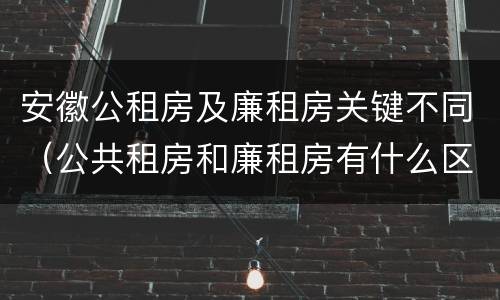 安徽公租房及廉租房关键不同（公共租房和廉租房有什么区别）