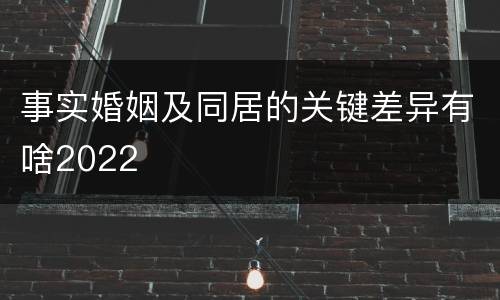 事实婚姻及同居的关键差异有啥2022