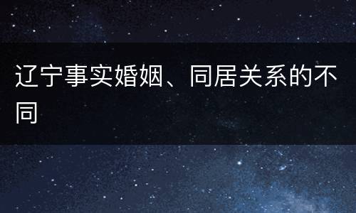 辽宁事实婚姻、同居关系的不同