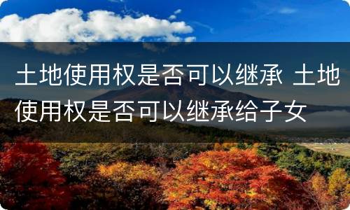 土地使用权是否可以继承 土地使用权是否可以继承给子女