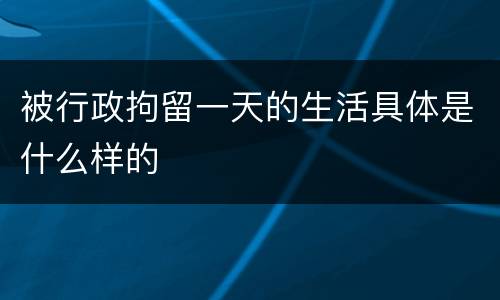被行政拘留一天的生活具体是什么样的