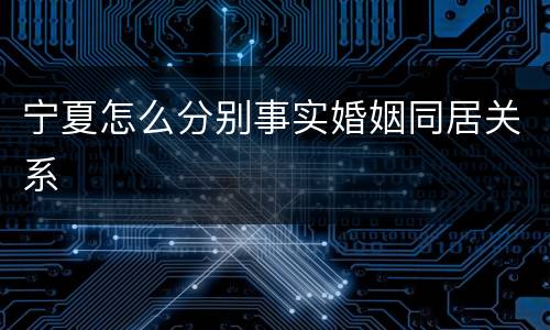 宁夏怎么分别事实婚姻同居关系