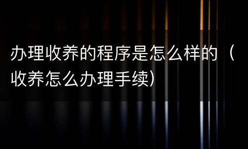 办理收养的程序是怎么样的（收养怎么办理手续）