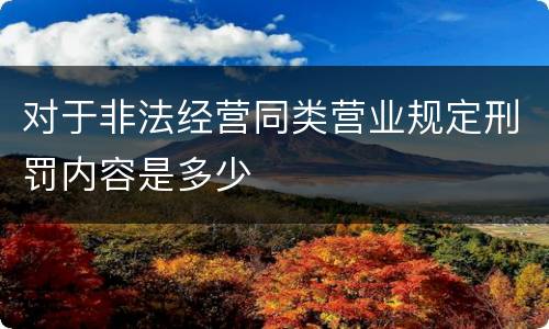 对于非法经营同类营业规定刑罚内容是多少