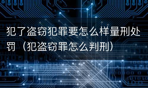 犯了盗窃犯罪要怎么样量刑处罚（犯盗窃罪怎么判刑）
