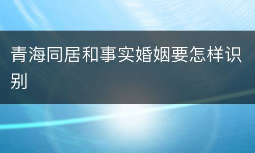 青海同居和事实婚姻要怎样识别