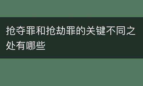 抢夺罪和抢劫罪的关键不同之处有哪些