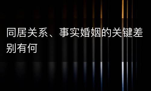 同居关系、事实婚姻的关键差别有何