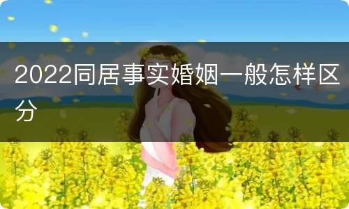 2022同居事实婚姻一般怎样区分
