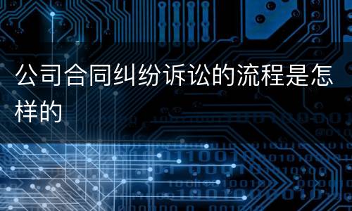 公司合同纠纷诉讼的流程是怎样的