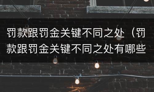 罚款跟罚金关键不同之处（罚款跟罚金关键不同之处有哪些）
