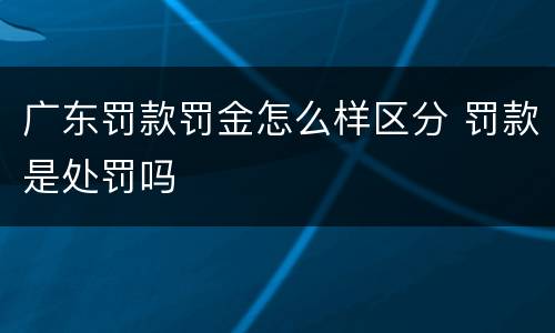 广东罚款罚金怎么样区分 罚款是处罚吗