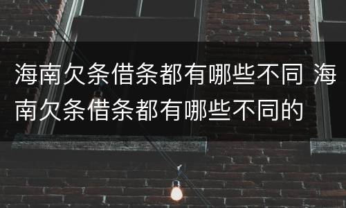 海南欠条借条都有哪些不同 海南欠条借条都有哪些不同的