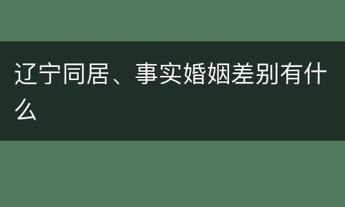 辽宁同居、事实婚姻差别有什么