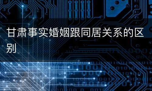 甘肃事实婚姻跟同居关系的区别