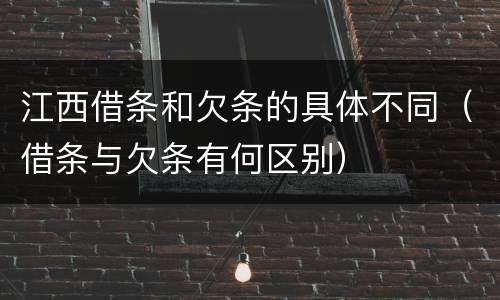 江西借条和欠条的具体不同(借条与欠条有何区别)
