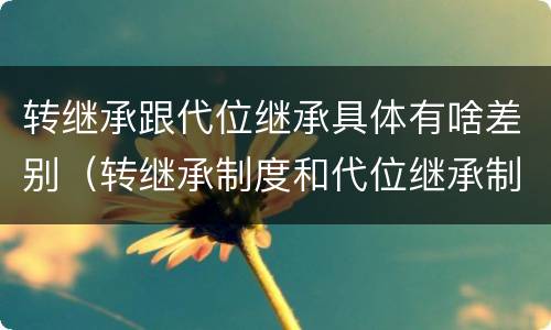 转继承跟代位继承具体有啥差别（转继承制度和代位继承制度可以互相取代吗）