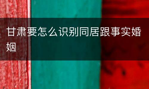 甘肃要怎么识别同居跟事实婚姻