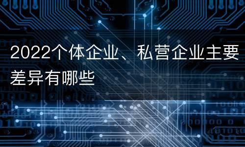 2022个体企业、私营企业主要差异有哪些