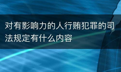 对有影响力的人行贿犯罪的司法规定有什么内容