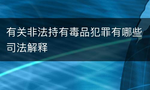有关非法持有毒品犯罪有哪些司法解释