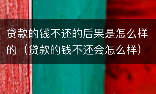 贷款的钱不还的后果是怎么样的（贷款的钱不还会怎么样）