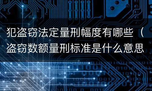 犯盗窃法定量刑幅度有哪些（盗窃数额量刑标准是什么意思）