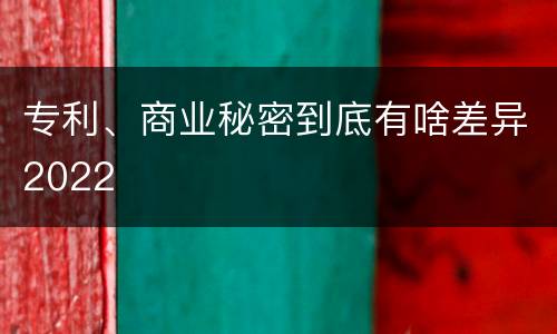 专利、商业秘密到底有啥差异2022