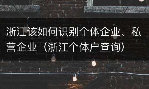 浙江该如何识别个体企业、私营企业（浙江个体户查询）