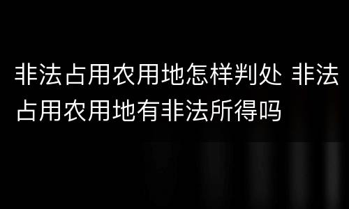 非法占用农用地怎样判处 非法占用农用地有非法所得吗