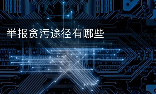 举报贪污途径有哪些