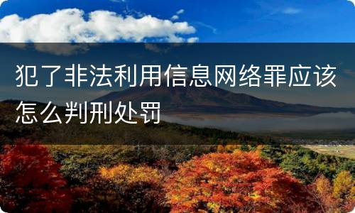 犯了非法利用信息网络罪应该怎么判刑处罚