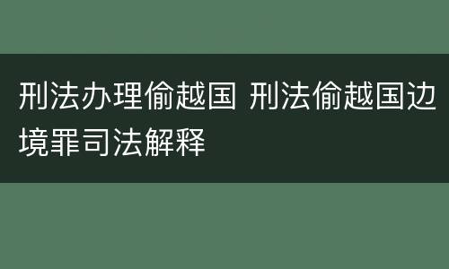 刑法办理偷越国 刑法偷越国边境罪司法解释