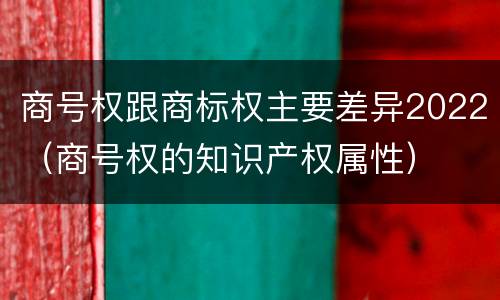 商号权跟商标权主要差异2022（商号权的知识产权属性）