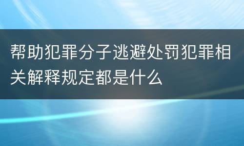 帮助犯罪分子逃避处罚犯罪相关解释规定都是什么
