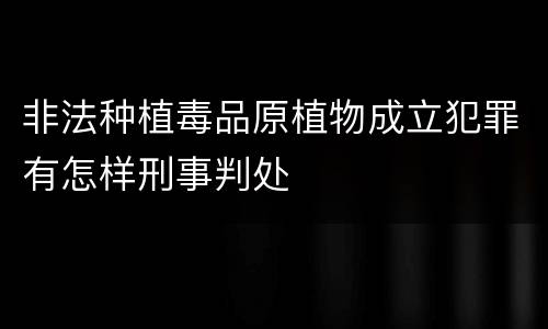 非法种植毒品原植物成立犯罪有怎样刑事判处