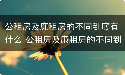 公租房及廉租房的不同到底有什么 公租房及廉租房的不同到底有什么意义