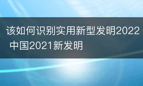 该如何识别实用新型发明2022 中国2021新发明