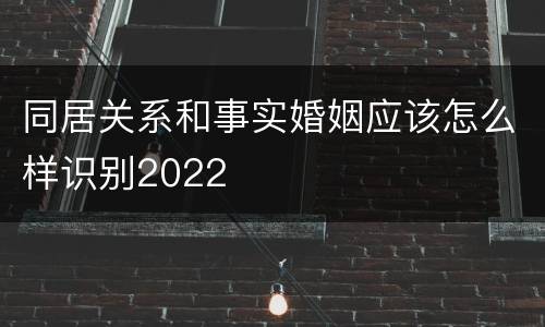 同居关系和事实婚姻应该怎么样识别2022