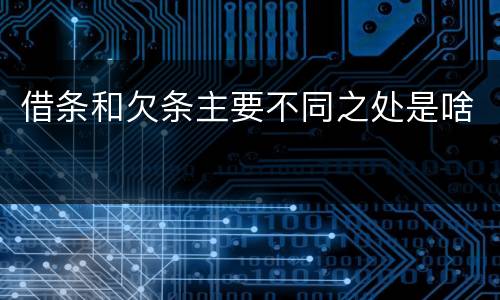 借条和欠条主要不同之处是啥
