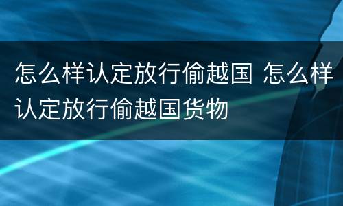 怎么样认定放行偷越国 怎么样认定放行偷越国货物