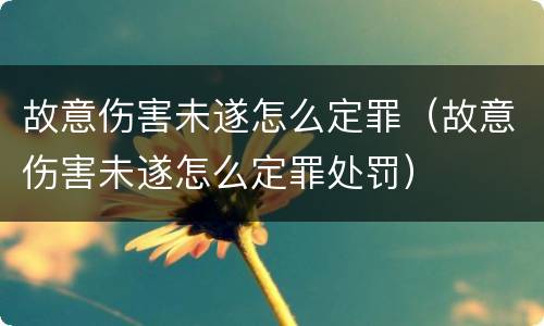 故意伤害未遂怎么定罪（故意伤害未遂怎么定罪处罚）