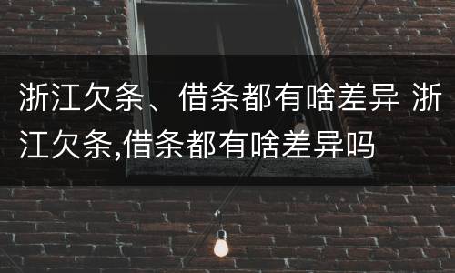 浙江欠条、借条都有啥差异 浙江欠条,借条都有啥差异吗
