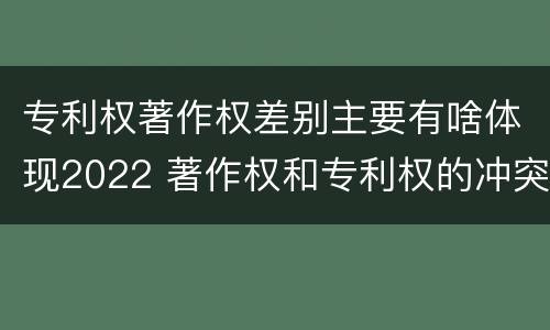 专利权著作权差别主要有啥体现2022 著作权和专利权的冲突