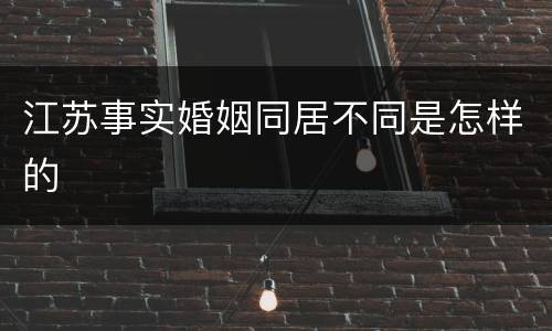 江苏事实婚姻同居不同是怎样的