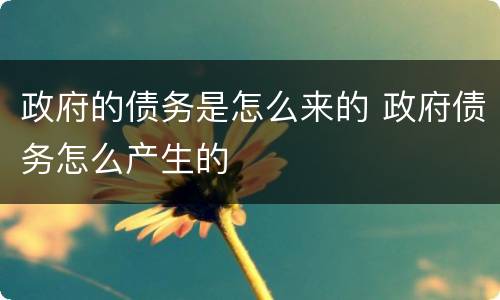 政府的债务是怎么来的 政府债务怎么产生的