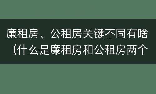廉租房、公租房关键不同有啥（什么是廉租房和公租房两个有什么特点）