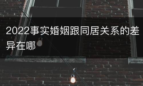 2022事实婚姻跟同居关系的差异在哪